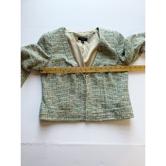 Ann Taylor Blazer Women’s 8 Metallic Tweed Cropped Jacket Workwear Career Office - Picture 9 of 13